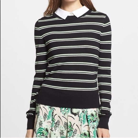 Veronica Beard Tops - Veronica Beard Combo Stripe Collar Blouse Sweater